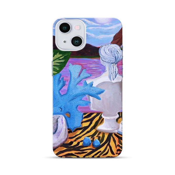 Classical Statues and Tropical Plants by the Ocean iPhone 13 Hard Case