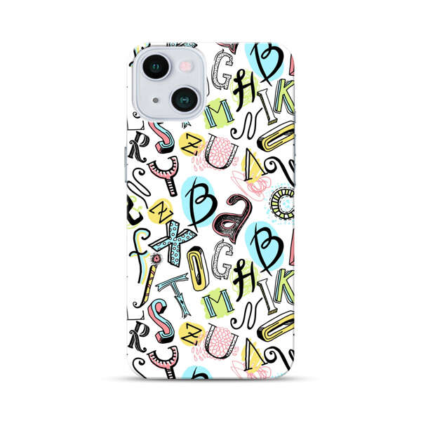 Colorful Scattered Alphabet Letters Pattern iPhone 13 Hard Case