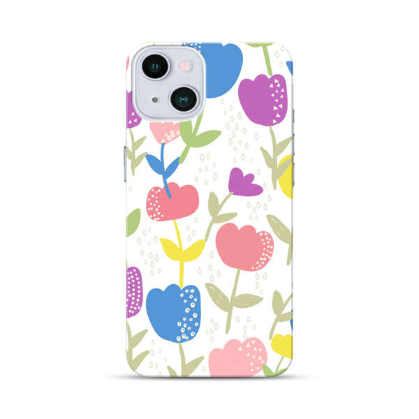 Colorful Tulip Floral Pattern iPhone 13 Hard Case