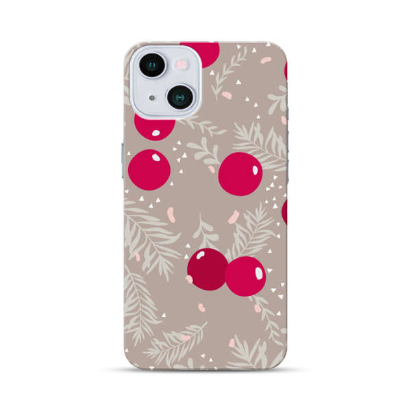 Cranberries and pine branches holiday pattern iPhone 13 Hard Case