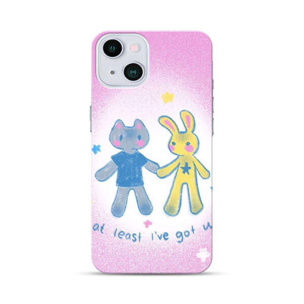 Cute Cat and Rabbit Holding Hands iPhone 13 Hard Case