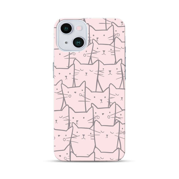 Cute Hand Drawn Cat Pattern iPhone 13 Hard Case