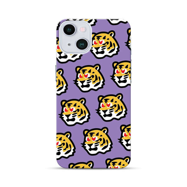 Cute Tiger with Heart Eyes Pattern iPhone 13 Hard Case