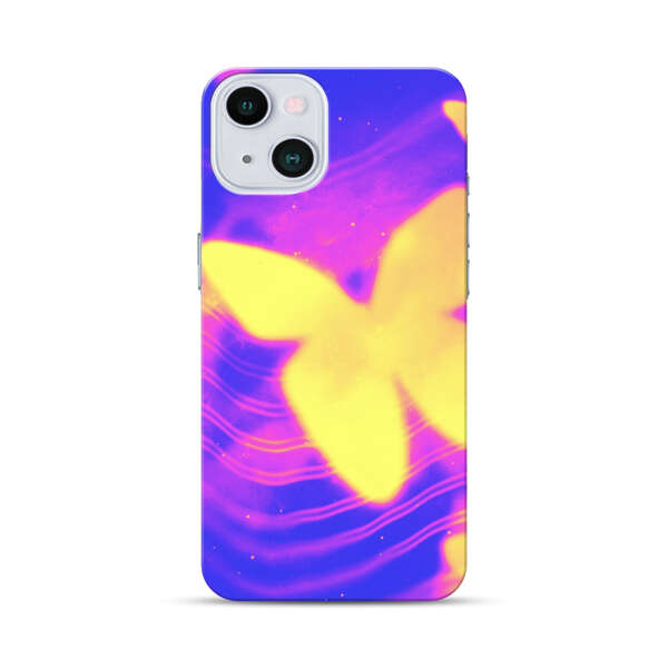 Glowing Purple and Yellow Butterflies iPhone 13 Hard Case