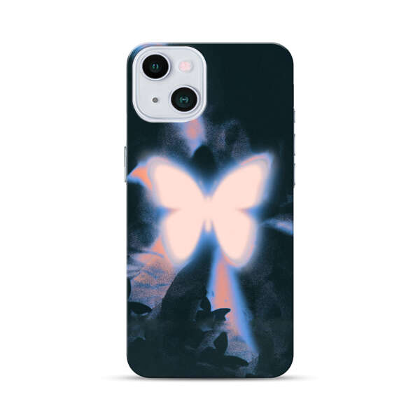 Glowing White Butterfly iPhone 13 Hard Case