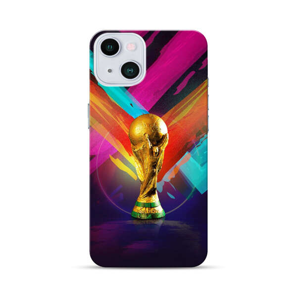 Golden Soccer Trophy with Colorful Abstract Background iPhone 13 Hard Case