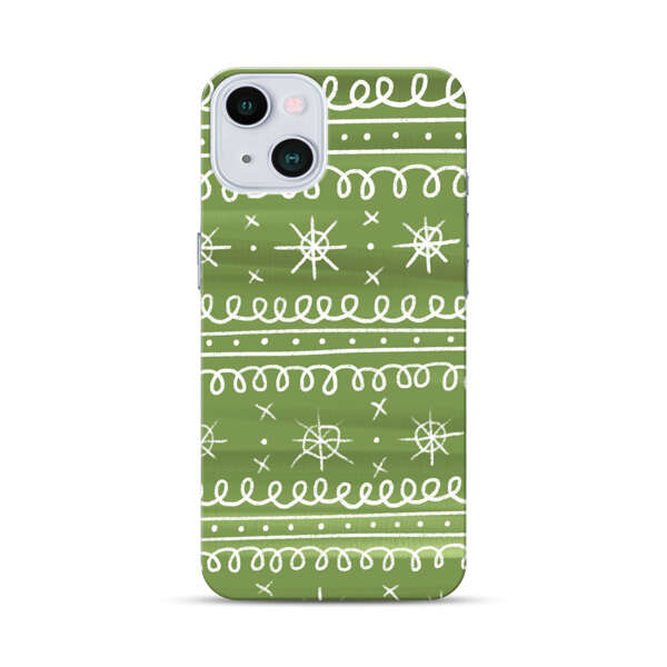 Green White Stars Loop Pattern iPhone 13 Hard Case