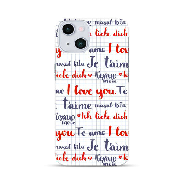 Love Message Multilingual Pattern iPhone 13 Hard Case