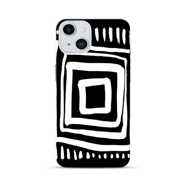Minimalist Geometric Black and White Design iPhone 13 Hard Case