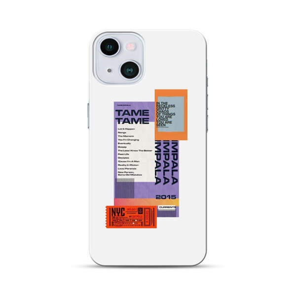 Modern Graphic Collage with Typography and Ticket Elements iPhone 13 Hard Case