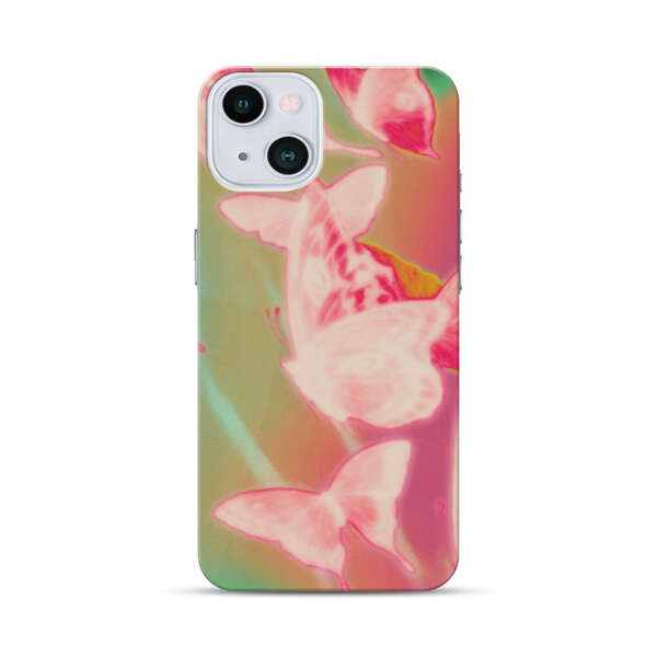 Pink Butterflies Dreamy Colorful Background iPhone 13 Hard Case