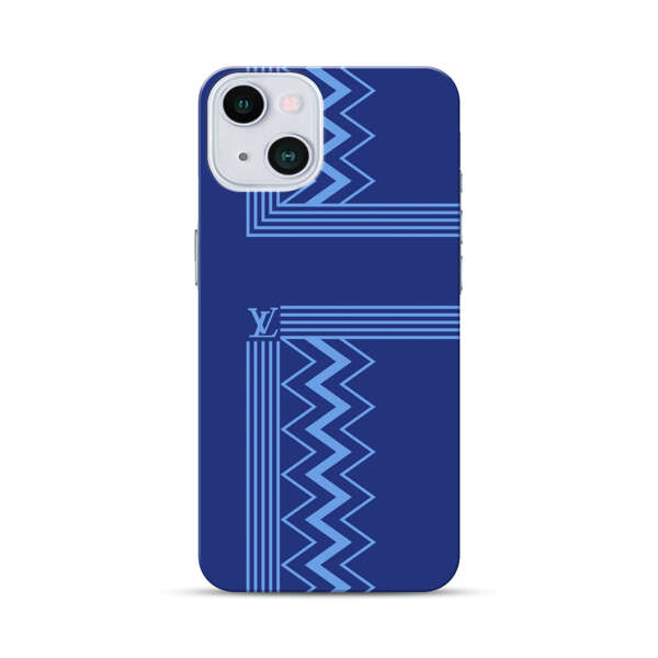 Stylish Geometric Zigzag Pattern in Blue iPhone 13 Hard Case