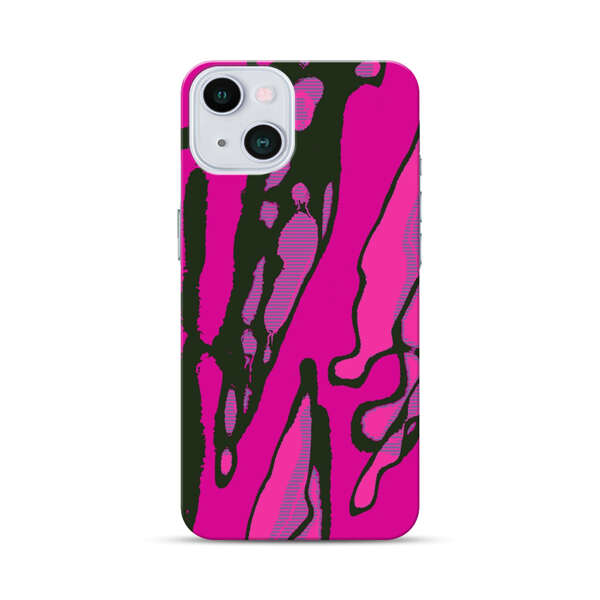 Vibrant Abstract Magenta Black Pattern iPhone 13 Hard Case