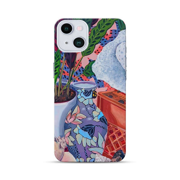 Vibrant Still Life with Plants and Vase iPhone 13 Hard Case