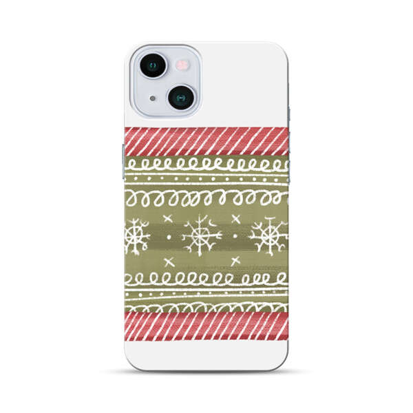 Winter Pattern with Snowflakes and Red Stripes iPhone 13 Hard Case