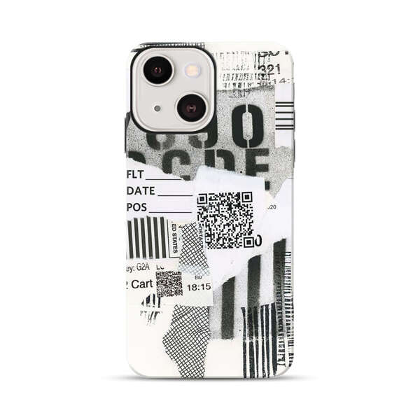 Abstract Collage Torn Paper Barcodes iPhone 13 Impact Case