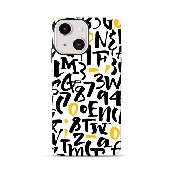 Abstract Typography Letter Number Pattern iPhone 13 Impact Case