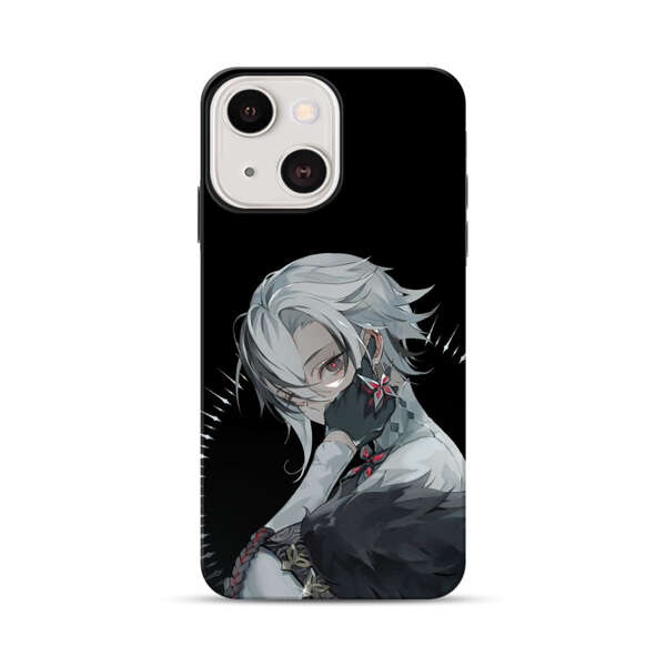 Anime Character with Silver Hair and Dark Feathers iPhone 13 Impact Case