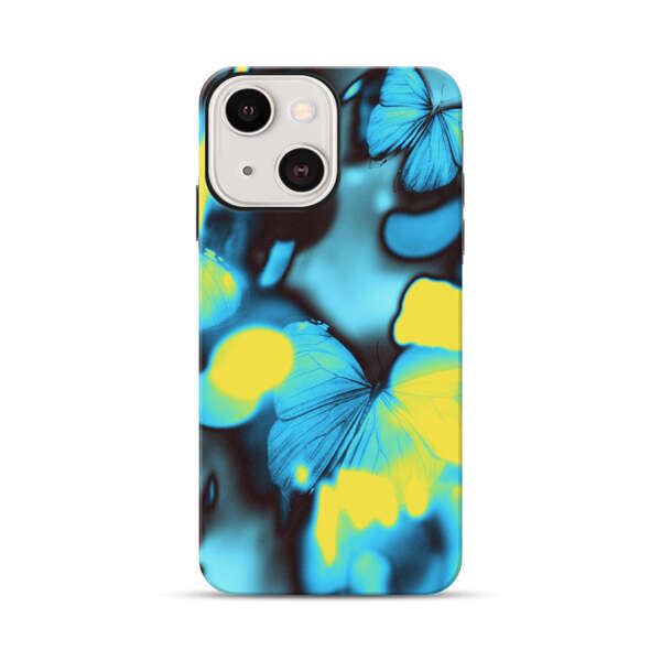 Blue Butterflies Glowing Abstract Background iPhone 13 Impact Case