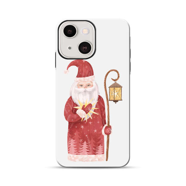 Charming Santa Claus Holding Glowing Heart and Lantern iPhone 13 Impact Case