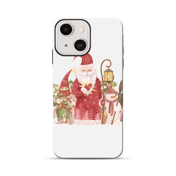 Christmas Santa Elf Snowman Festive Illustration iPhone 13 Impact Case