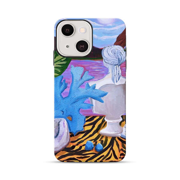 Classical Statues and Tropical Plants by the Ocean iPhone 13 Impact Case
