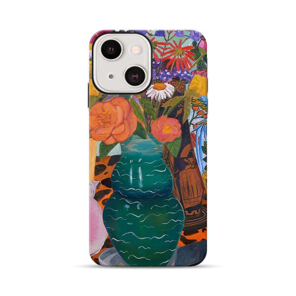 Colorful Still Life with Flower Vases and Shell iPhone 13 Impact Case