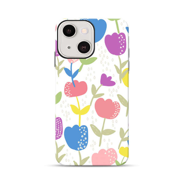 Colorful Tulip Floral Pattern iPhone 13 Impact Case