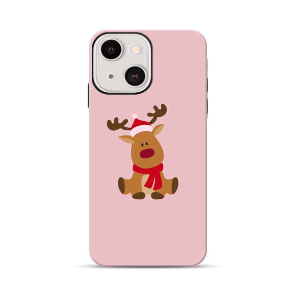 Cute Reindeer with Santa Hat and Red Scarf iPhone 13 Impact Case
