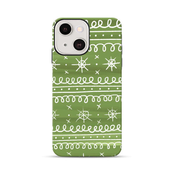 Green White Stars Loop Pattern iPhone 13 Impact Case