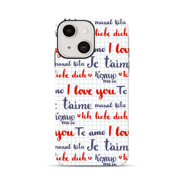 Love Message Multilingual Pattern iPhone 13 Impact Case