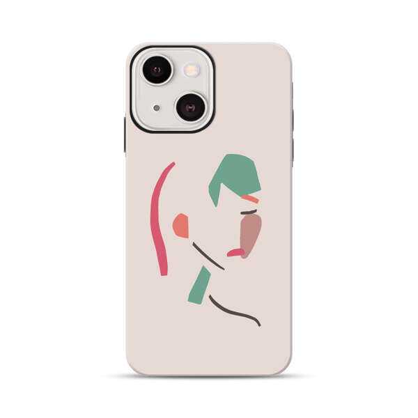 Minimalist Abstract Line Art Woman Face iPhone 13 Impact Case