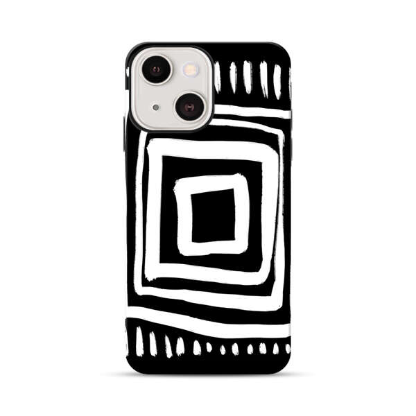 Minimalist Geometric Black and White Design iPhone 13 Impact Case
