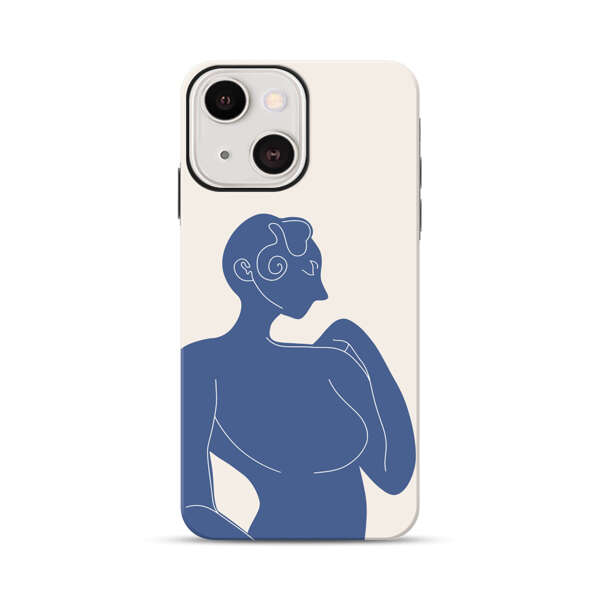 Minimalistic Abstract Female Silhouette Blue iPhone 13 Impact Case
