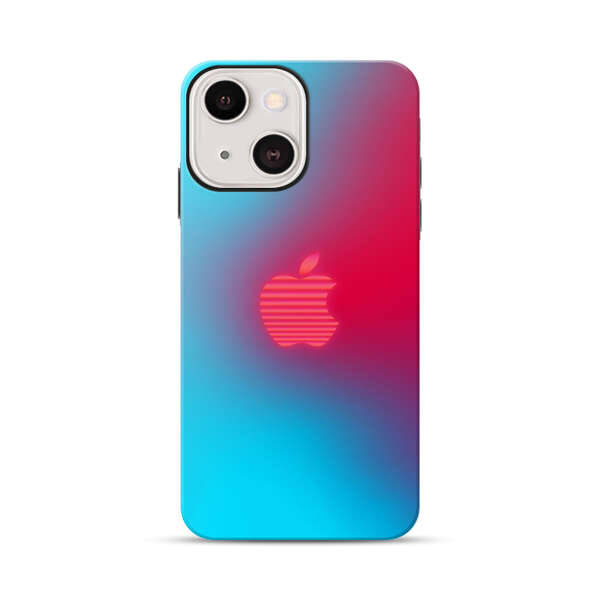 Neon Striped Apple Logo Gradient Background iPhone 13 Impact Case