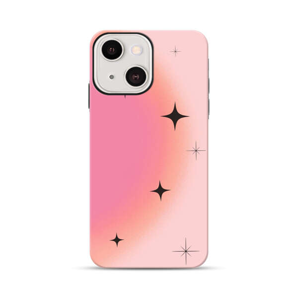Pink Peach Gradient with Black Stars iPhone 13 Impact Case