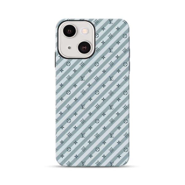 Stylish Blue Diagonal Striped Luxury Logo Pattern iPhone 13 Impact Case