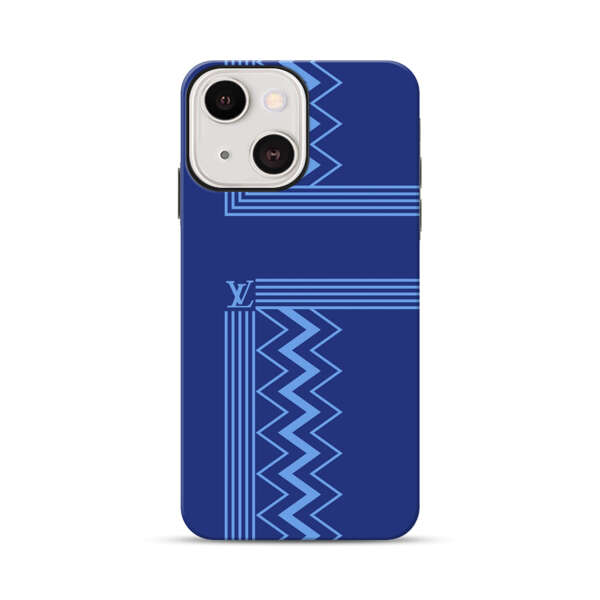 Stylish Geometric Zigzag Pattern in Blue iPhone 13 Impact Case