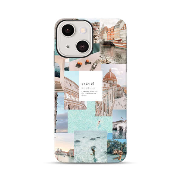 Travel Scenic Collage with Landmarks and Coastline iPhone 13 Impact Case