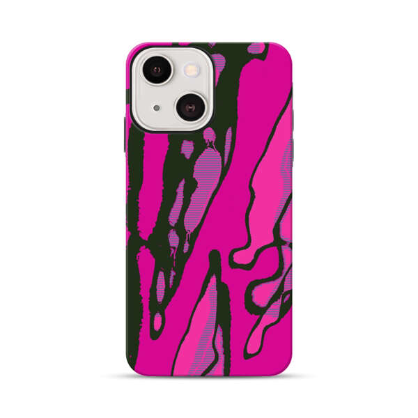 Vibrant Abstract Magenta Black Pattern iPhone 13 Impact Case