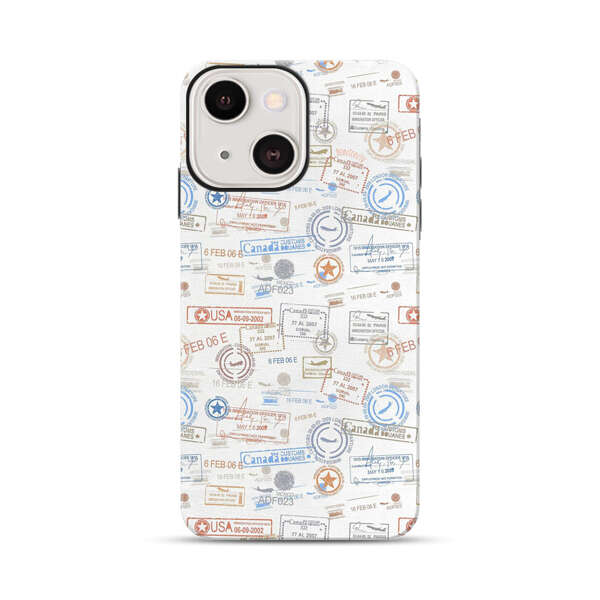 Vintage Passport Stamps Pattern iPhone 13 Impact Case