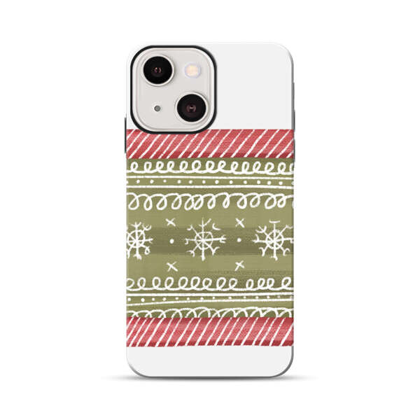 Winter Pattern with Snowflakes and Red Stripes iPhone 13 Impact Case