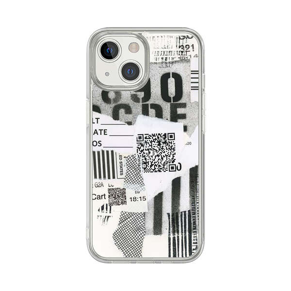 Abstract Collage Torn Paper Barcodes iPhone 13 Mini Case