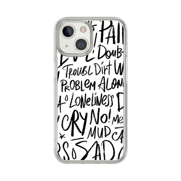 Black and White Negative Words Pattern iPhone 13 Mini Case