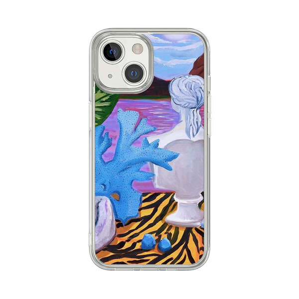 Classical Statues and Tropical Plants by the Ocean iPhone 13 Mini Case