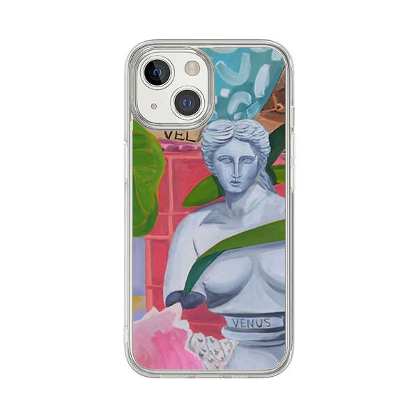 Classical Venus Bust with Green Leaves and Vibrant Vases iPhone 13 Mini Case