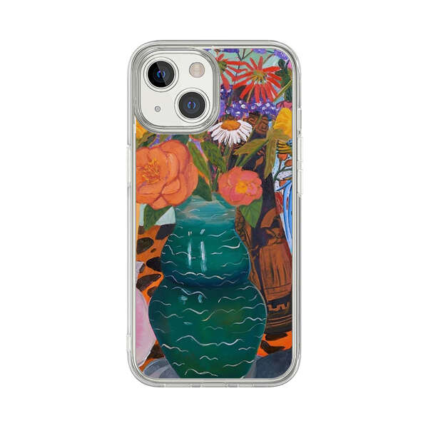 Colorful Still Life with Flower Vases and Shell iPhone 13 Mini Case