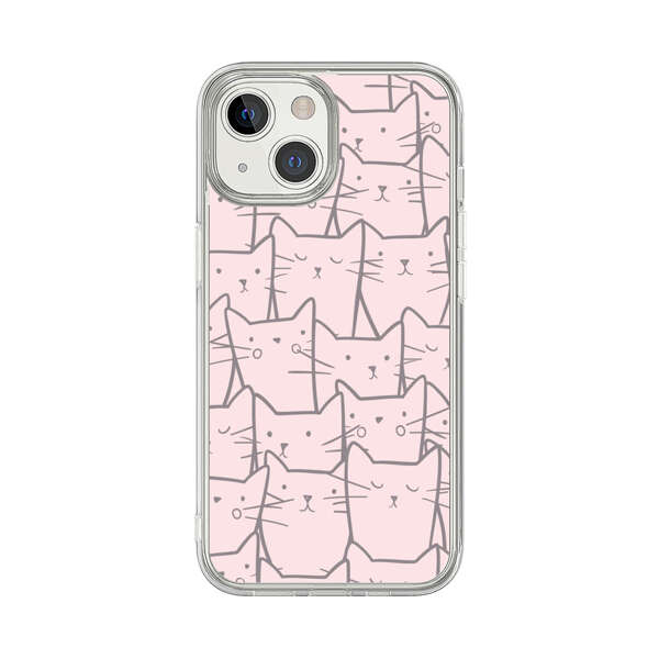 Cute Hand Drawn Cat Pattern iPhone 13 Mini Case