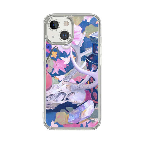 Floral Ornate Vases with Antlers Skull and Crystal iPhone 13 Mini Case