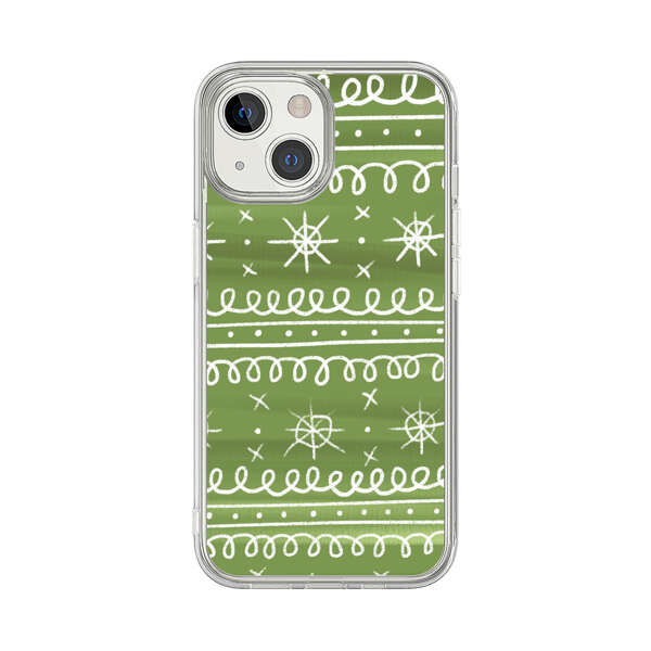 Green White Stars Loop Pattern iPhone 13 Mini Case